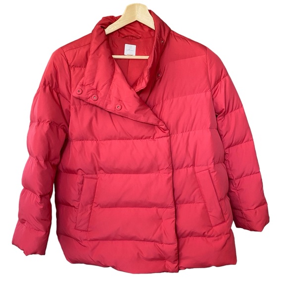 J. Jill Red Down Filled Winter Puffer Jacket Womens Medium Petite - Picture 1 of 5
